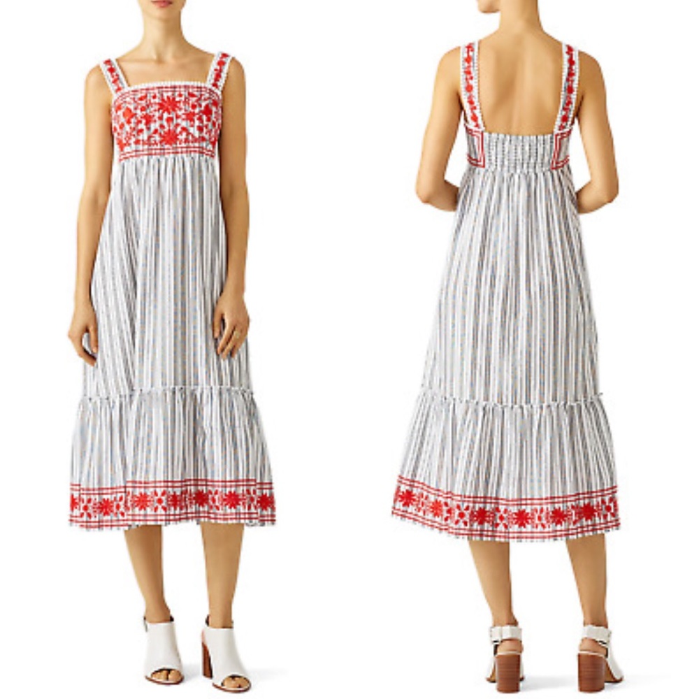 Kate Spade ♠️ Broome Street Embroidered Midi Dress